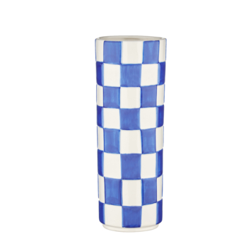 Vaas ruit blauw/wit