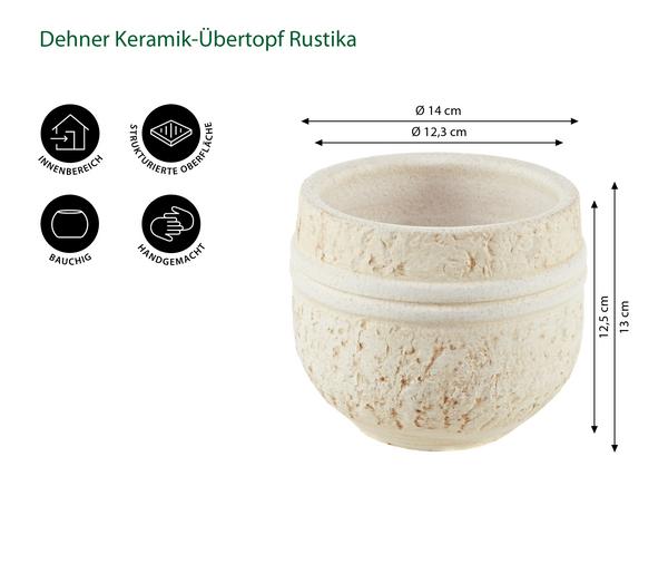 Dehner Keramik-Übertopf Rustika, bauchig,