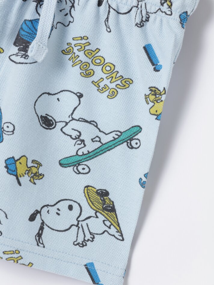 Conjunto de camisa polo e bermuda Snoopy Peanuts™ - Azul claro