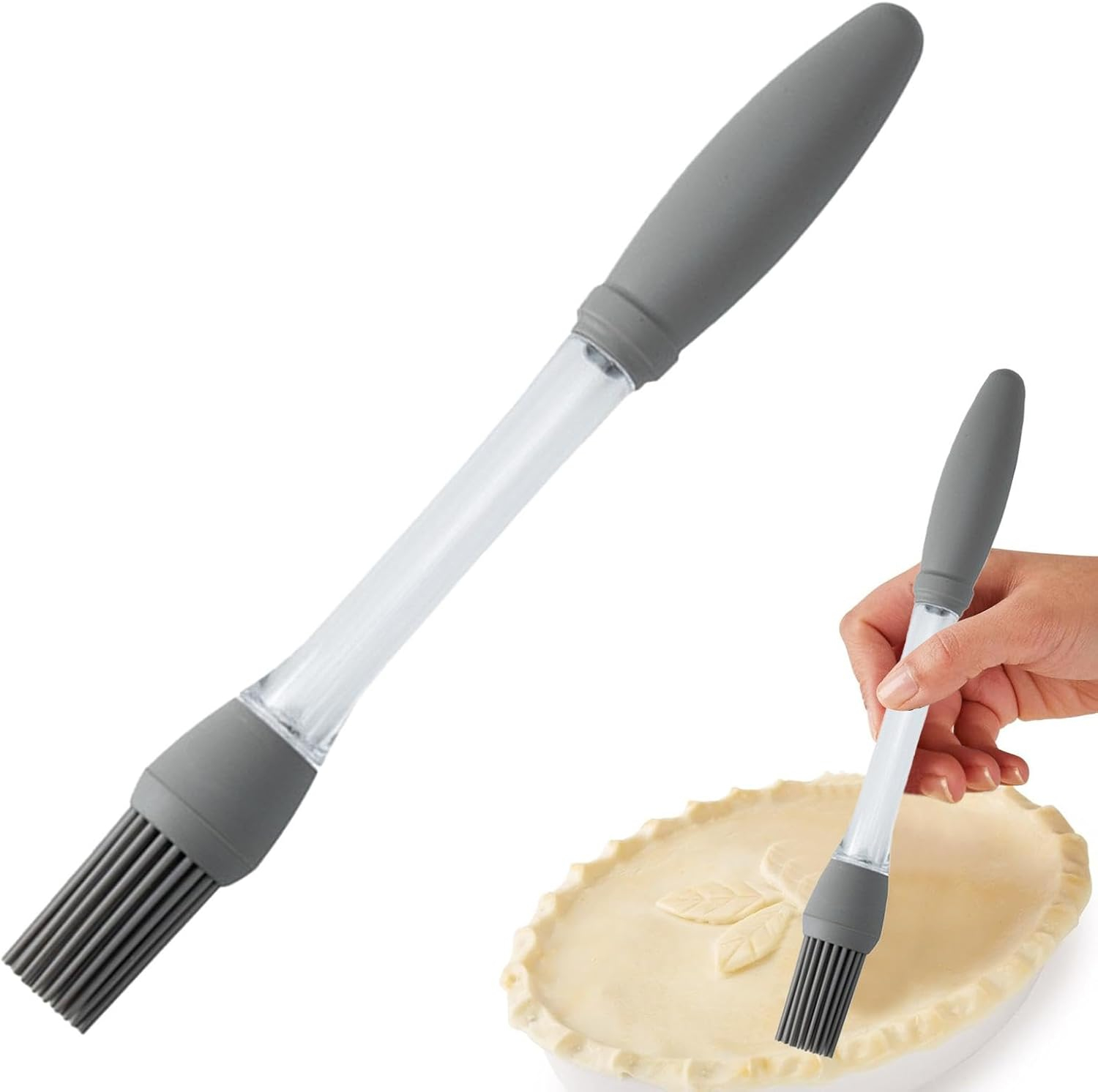 (23cm) Silikon Küchen Pinsel BBQ Grillpinsel Back Zubehör Spender für Öl / Marinade / Sauce - Grau