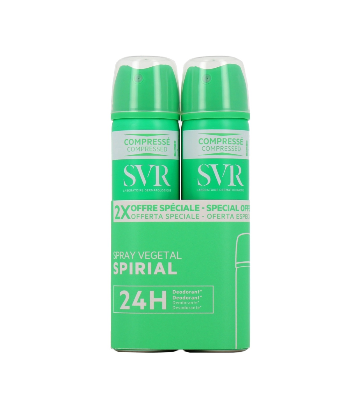 SVR - *Spirial* - Pacote de 2 desodorantes vegetais em spray anti-umidade 24 horas