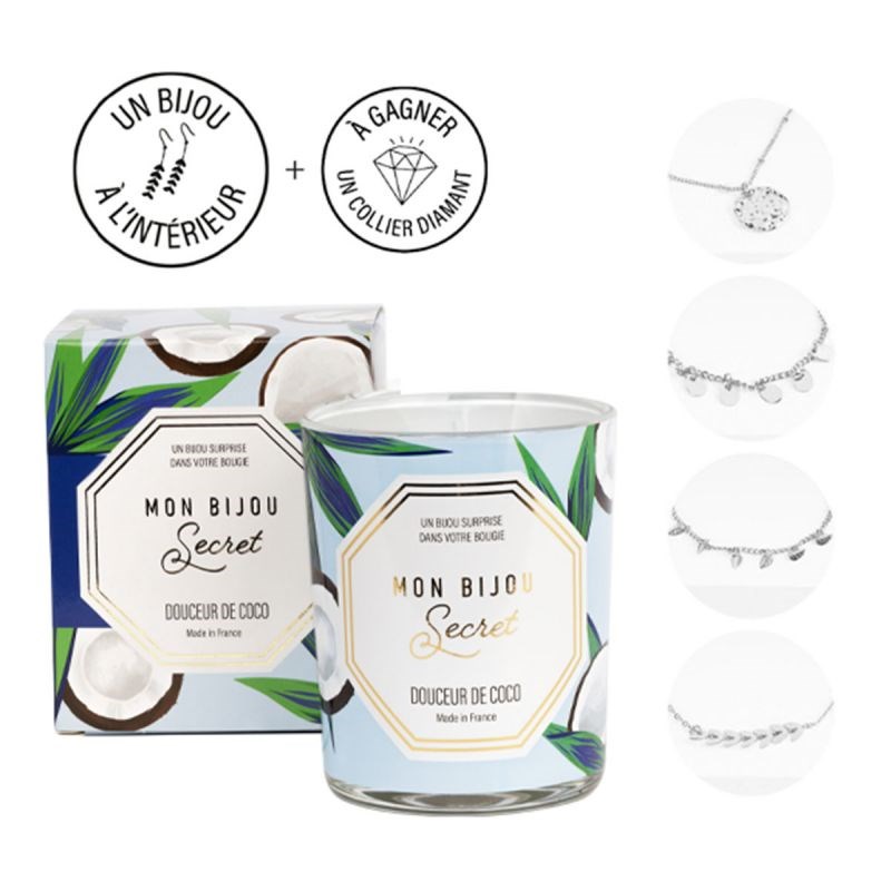 Bougie Bijou Bracelet argenté  - Parfum Coco - 40h