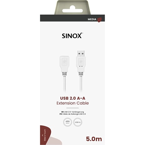 Sinox USB 2.0 forlængerkabel - 5 meter