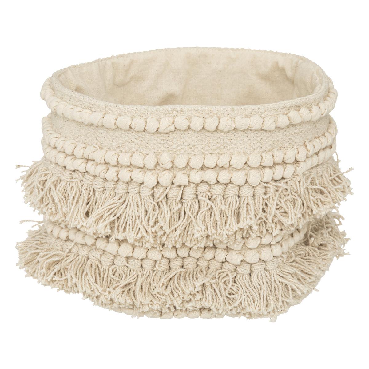 PANIER COTON SEA VIEW FRANGE IVOIRE D.25X25CM