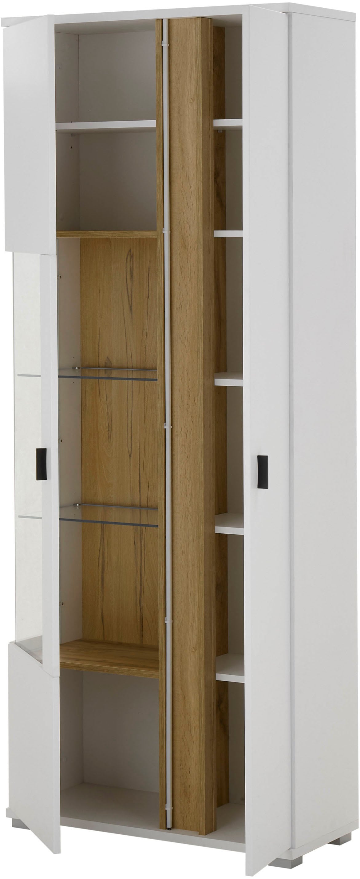 INOSIGN Vitrine »LONG ISLAND, Stauraumvitrine« 1 Stk. tlg. in moderner Trendfarbe,inklusive senkrechter Beleuchtung,Breite 80 cm