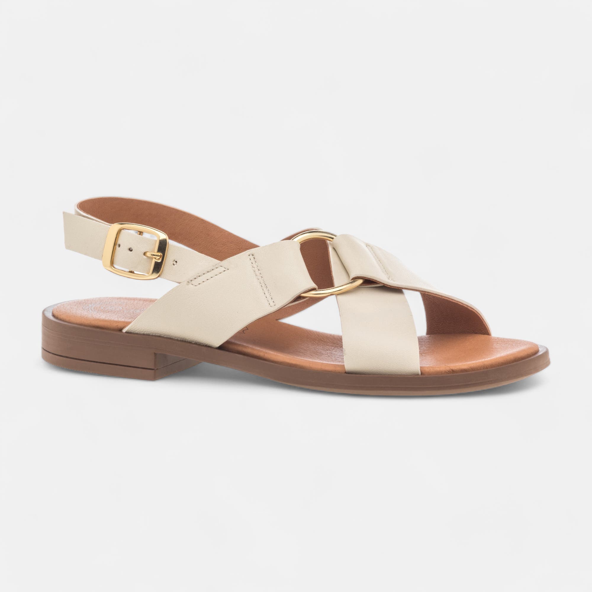 Nu-pieds Femme en cuir beige