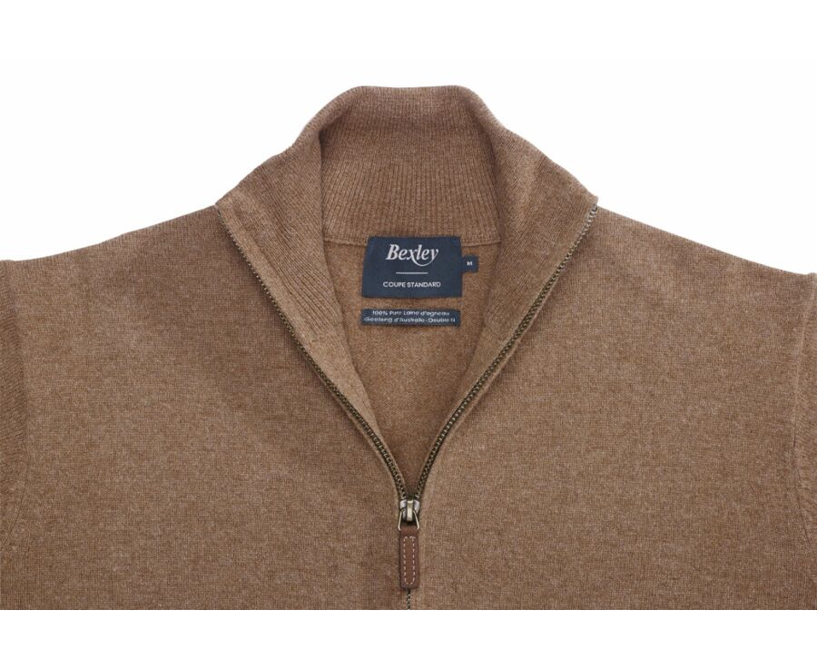 Gilet zippé homme laine Noisette Chiné - KANTY