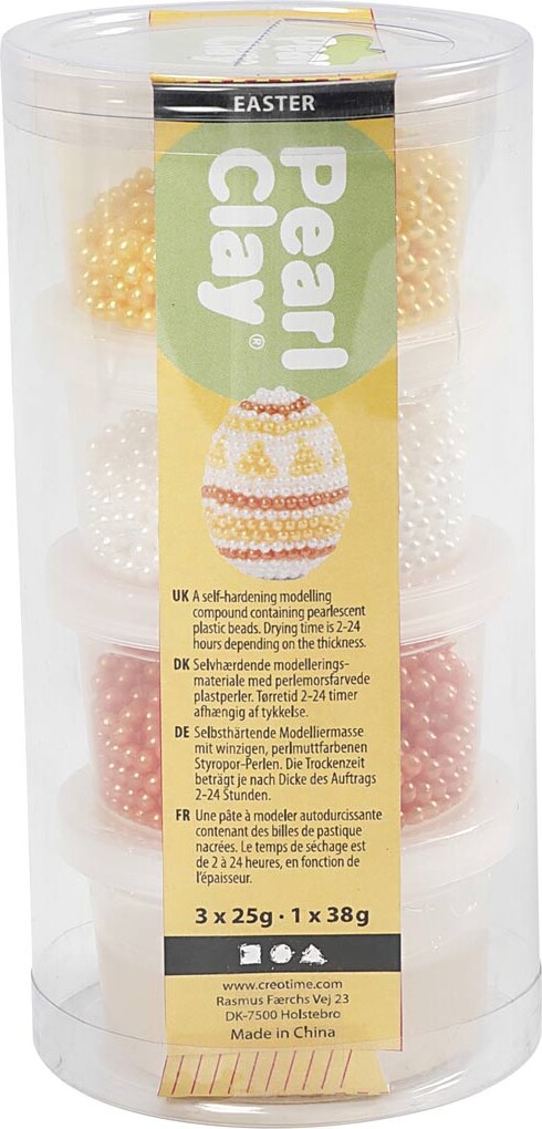 Pearl Clay - Perler Med Modelleringsgel - Orange, Hvid, Gul
