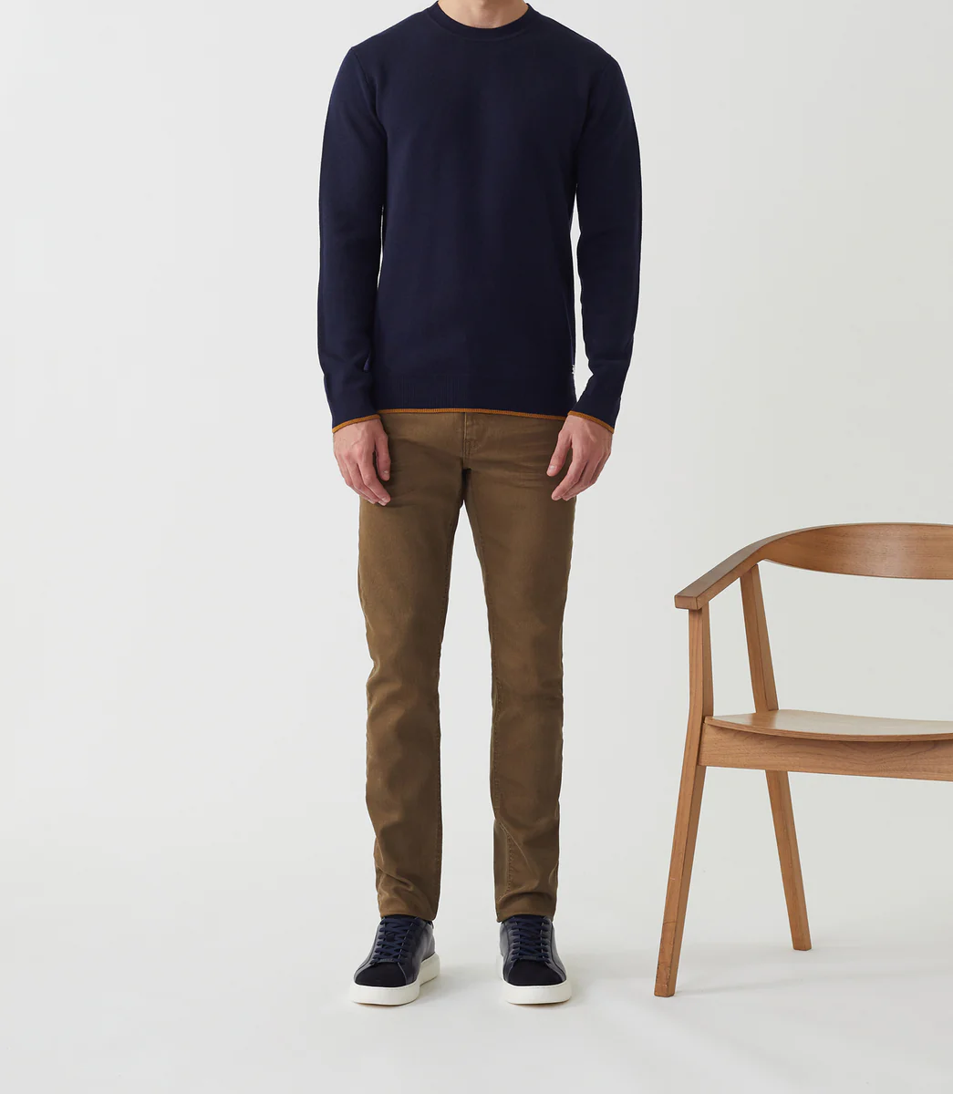 Pull col rond marine 