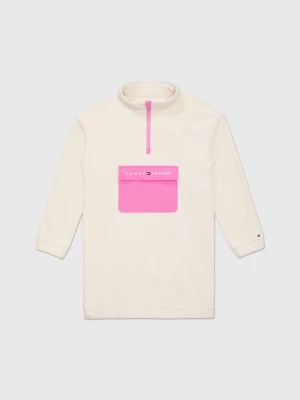 Vestido adaptável com meio zíper e blocos de cores