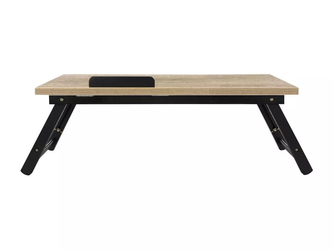 Table de lit support ordinateur portable réglable chêne en métal MDF avec tiroir