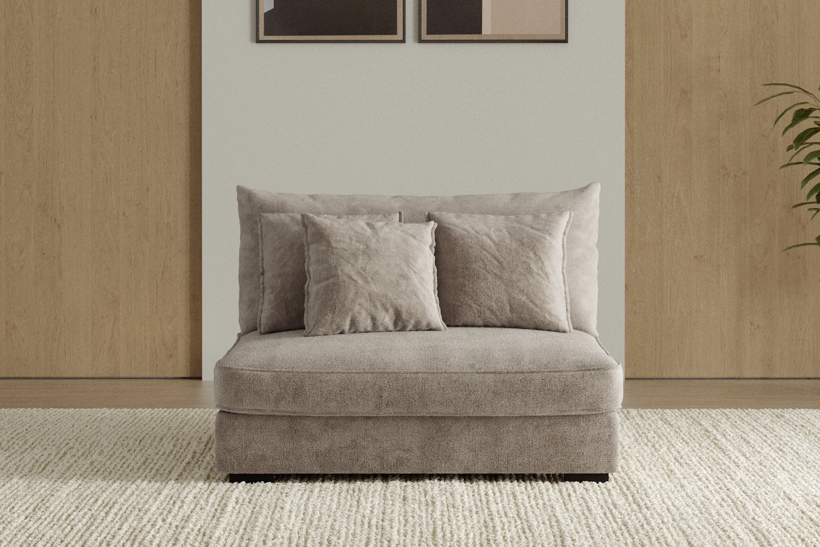 Rossi 2-seter uten arm Tekstil Genesis 4 Beige med sorte ben. Std. Komfort.