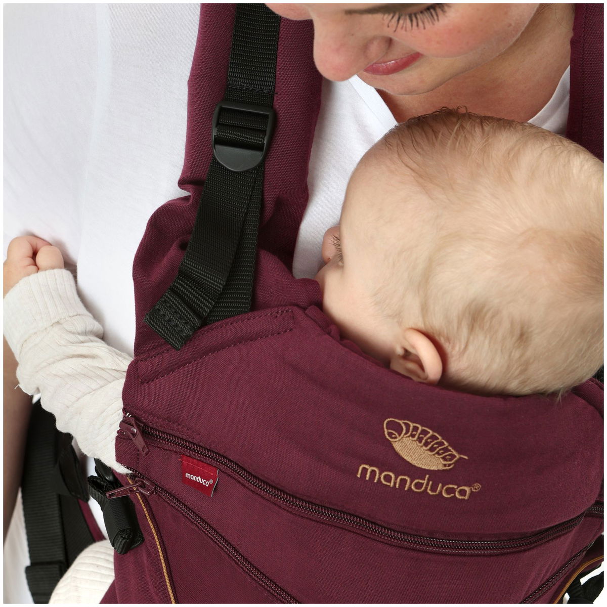 manducamanduca   XT Babytrage Cotton denimberry-toffee