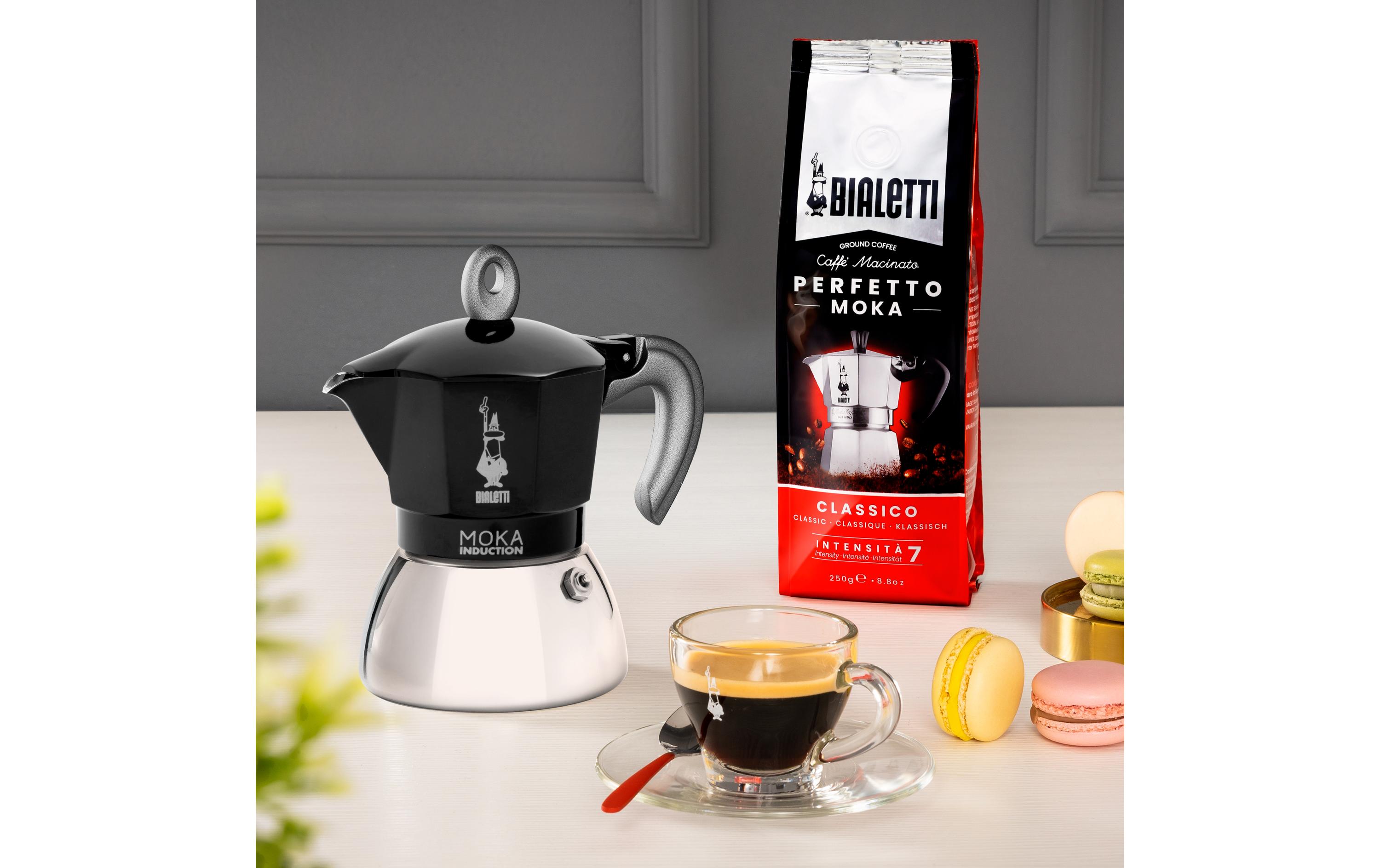 Espressokocher New Moka Induktion 6 Tassen, SchwarzItalienische Espressokanne – ein Design-Klassiker