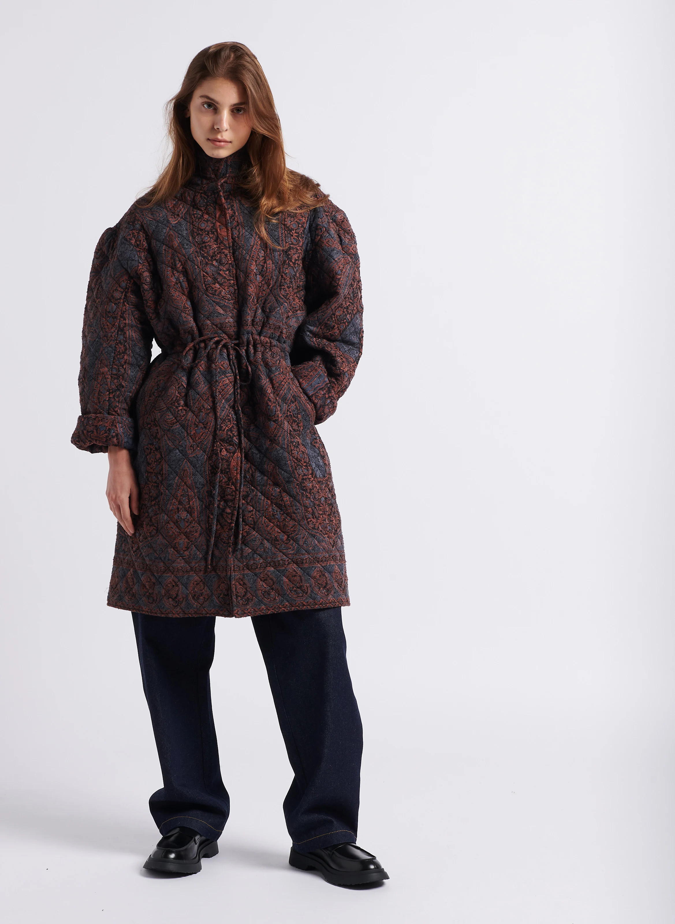 TAJARO - Manteau col montant matelassé en coton | Noir