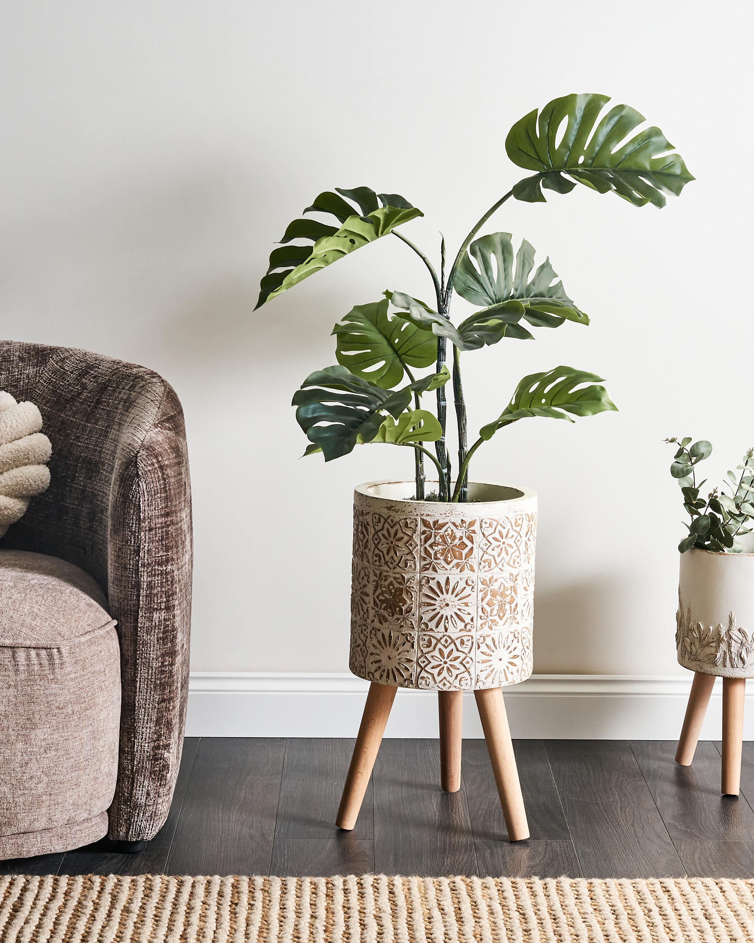 Verhoogde bloempot KARISTOS 36 cm Gebroken wit