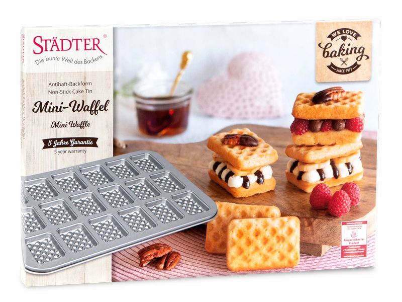 Städter Backform Mini Waffelblech 38 x 26 cm Form zum Backen von selbstgemachten Mini Waffeln