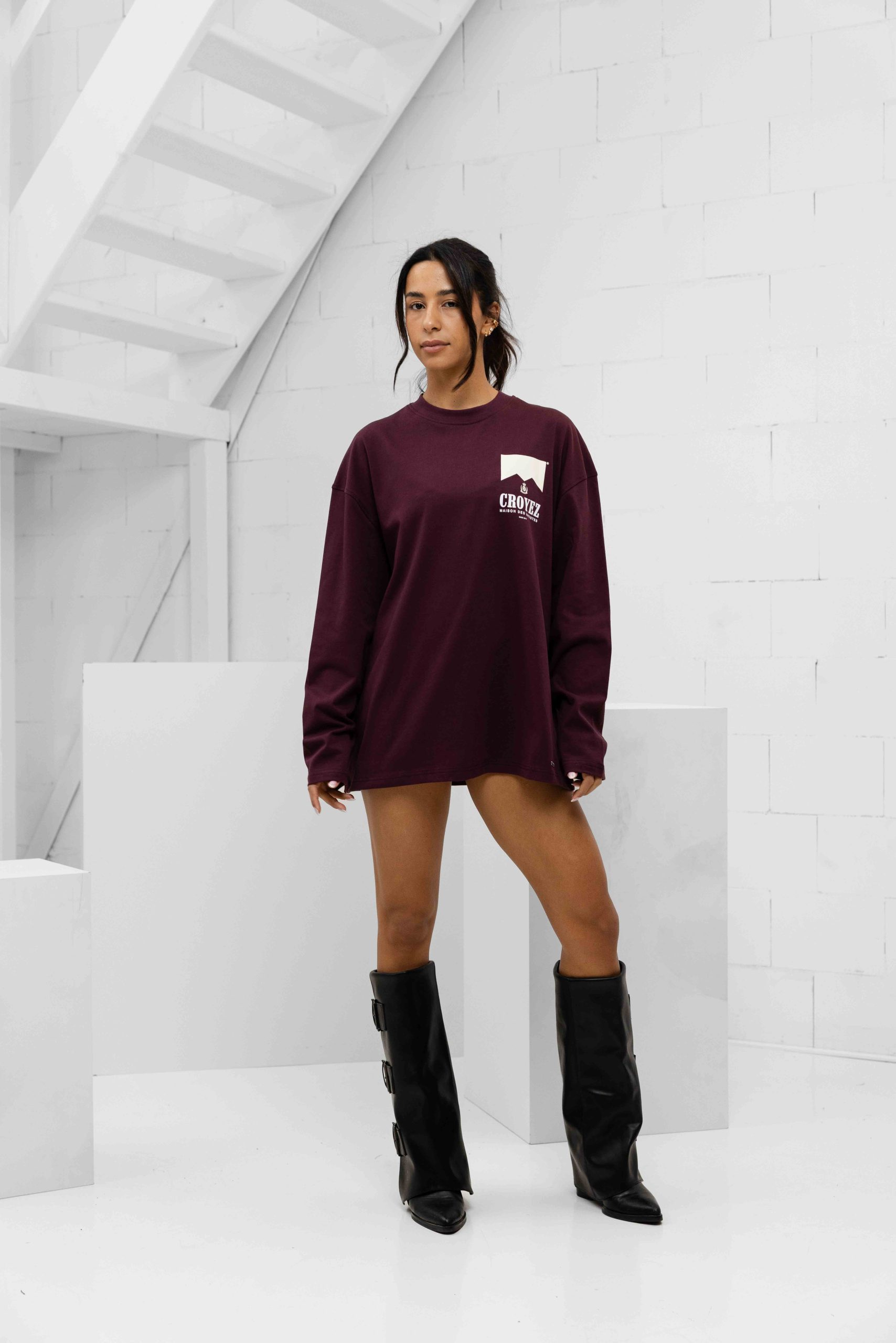 Croyez Maison Fumes Longsleeve T-Shirt Dames Donkerrood