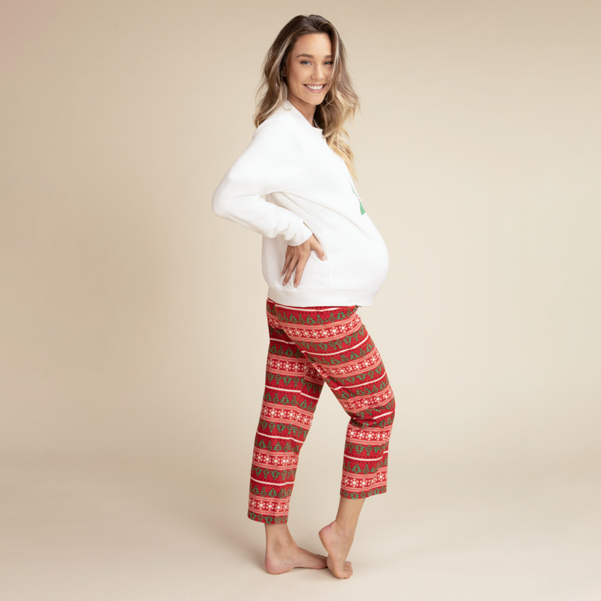 Pyjama de grossesse 2 pièces en sherpa imprimé noël