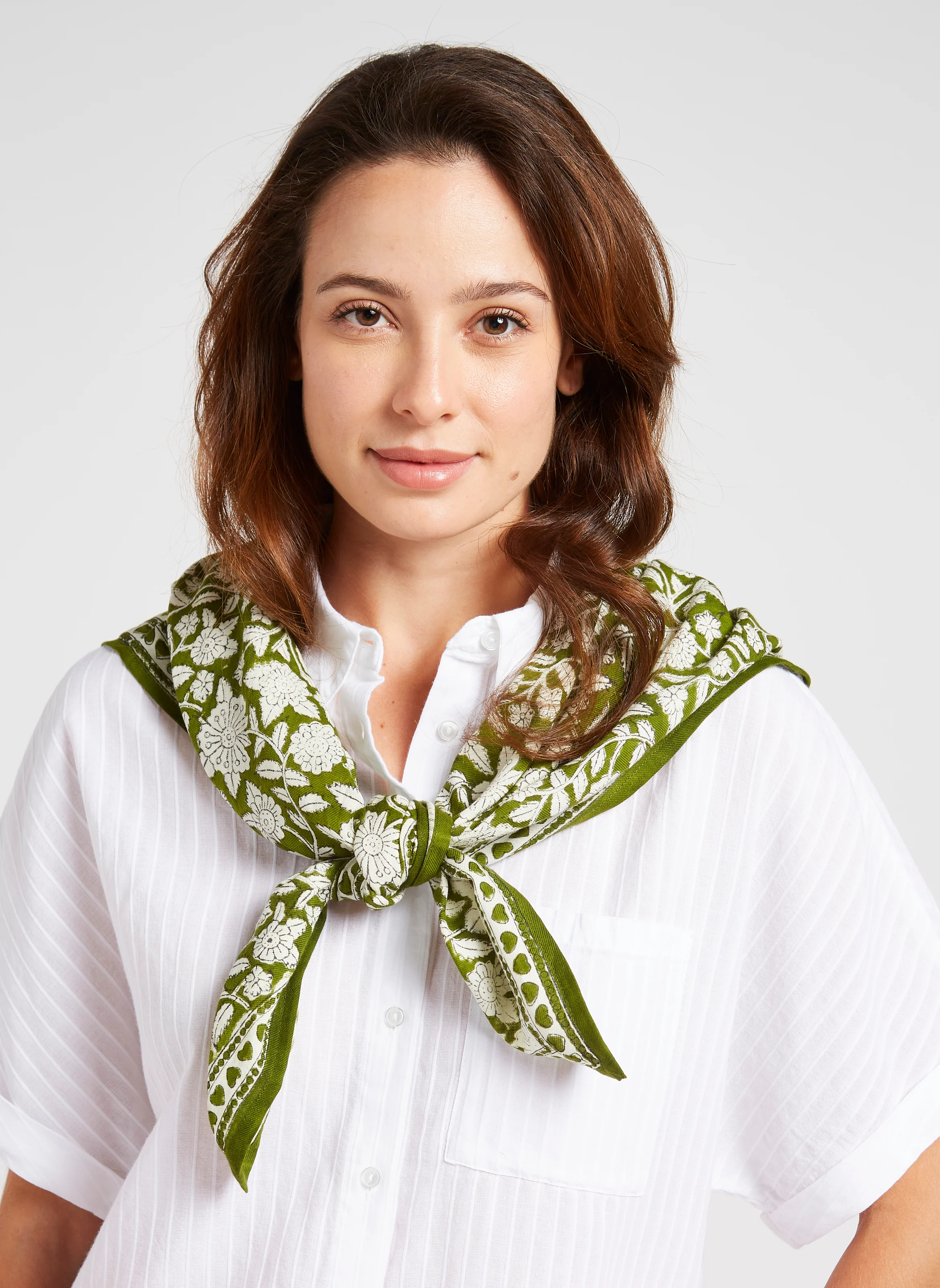LATIKA - Foulard en coton imprimé | Vert