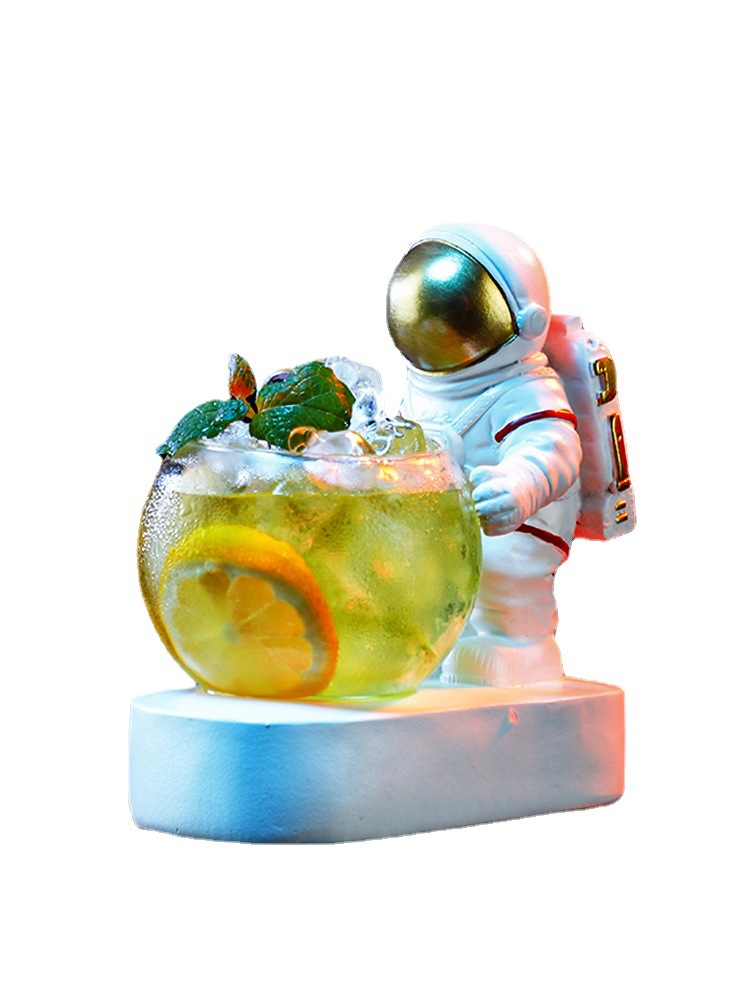 (225ml) Astronaut Cocktail Becher LED Party Getränke / Eiscréme Cup Home Deko Vase (inkl. LR44 Batterien) - Weiss