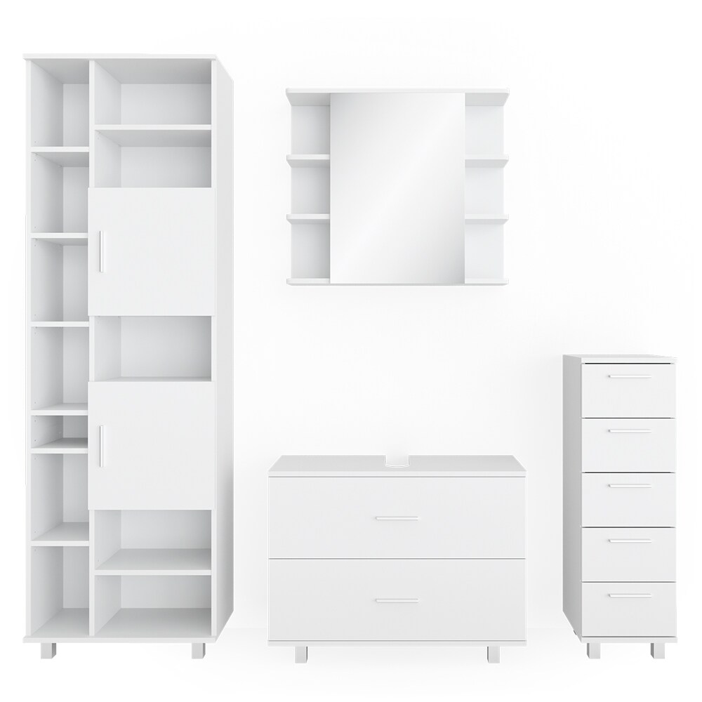 VICCO Badmöbel Set ILIAS WeißSpiegel Kommode Unterschrank Badschrank