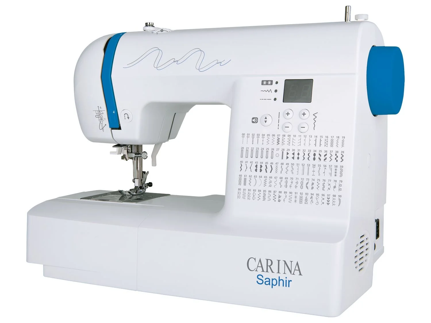 Carina Computer N&auml;hmaschine &raquo;Saphira&laquo;, 100 N&auml;hprogramme, 7 Knopfl&ouml;cher, mit Anschiebetisch