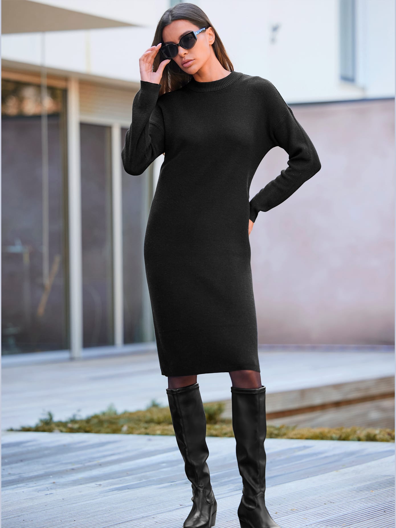 Robe en tricot col montant tendance
