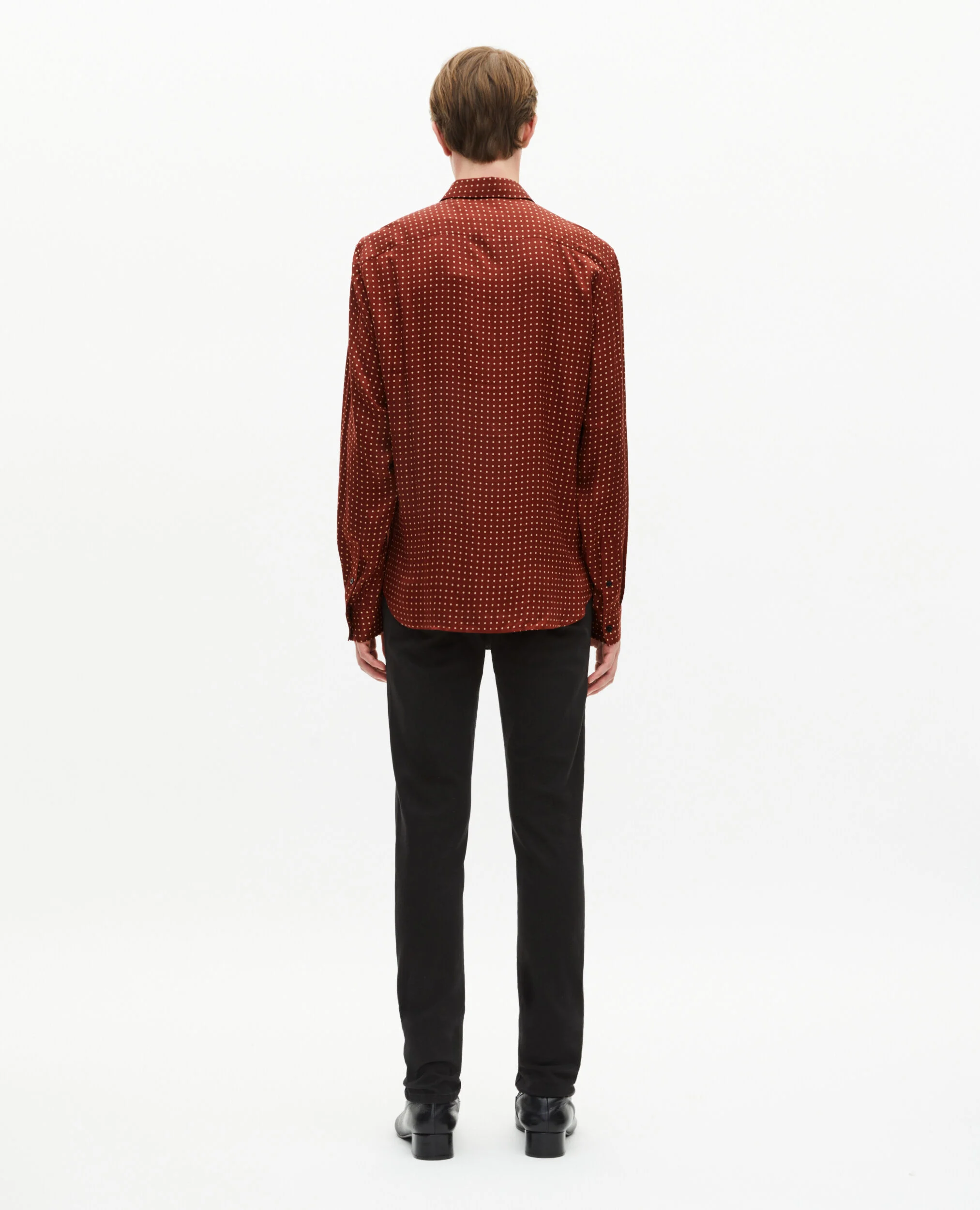 Chemise à pois bordeaux