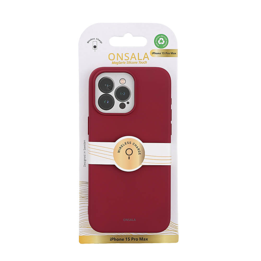 iPhone 15 Pro Max MagSafe Silikon Case Hülle MagSeries Recycled - Dunkelrot