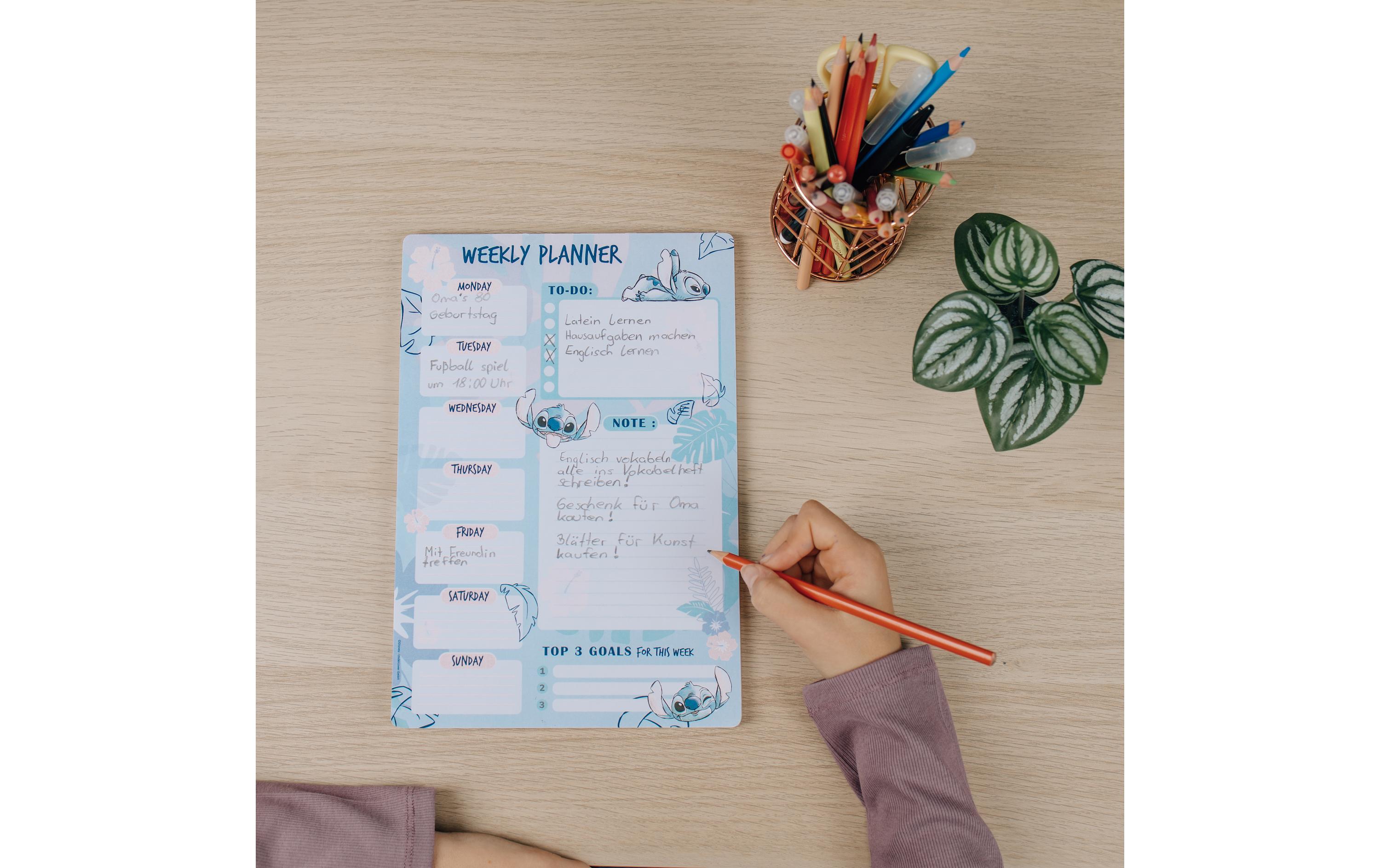 Wochen-Notizkalender Lilo & Stitch 52 Blatt, 19 x 28 cmDisney Wochenplaner ohne Jahreszahl