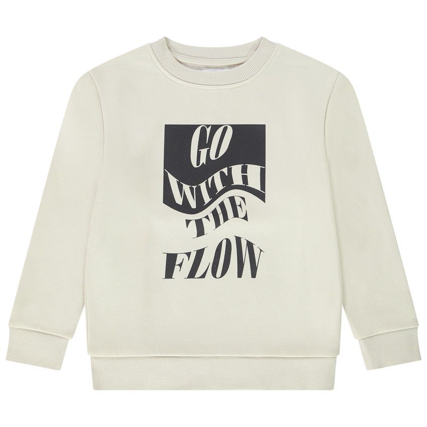 Sweat en molleton print fantaisie pour garçon - Ecru