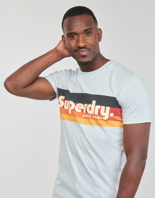 Superdry - CALI STRIPED LOGO T SHIRT - Blanc