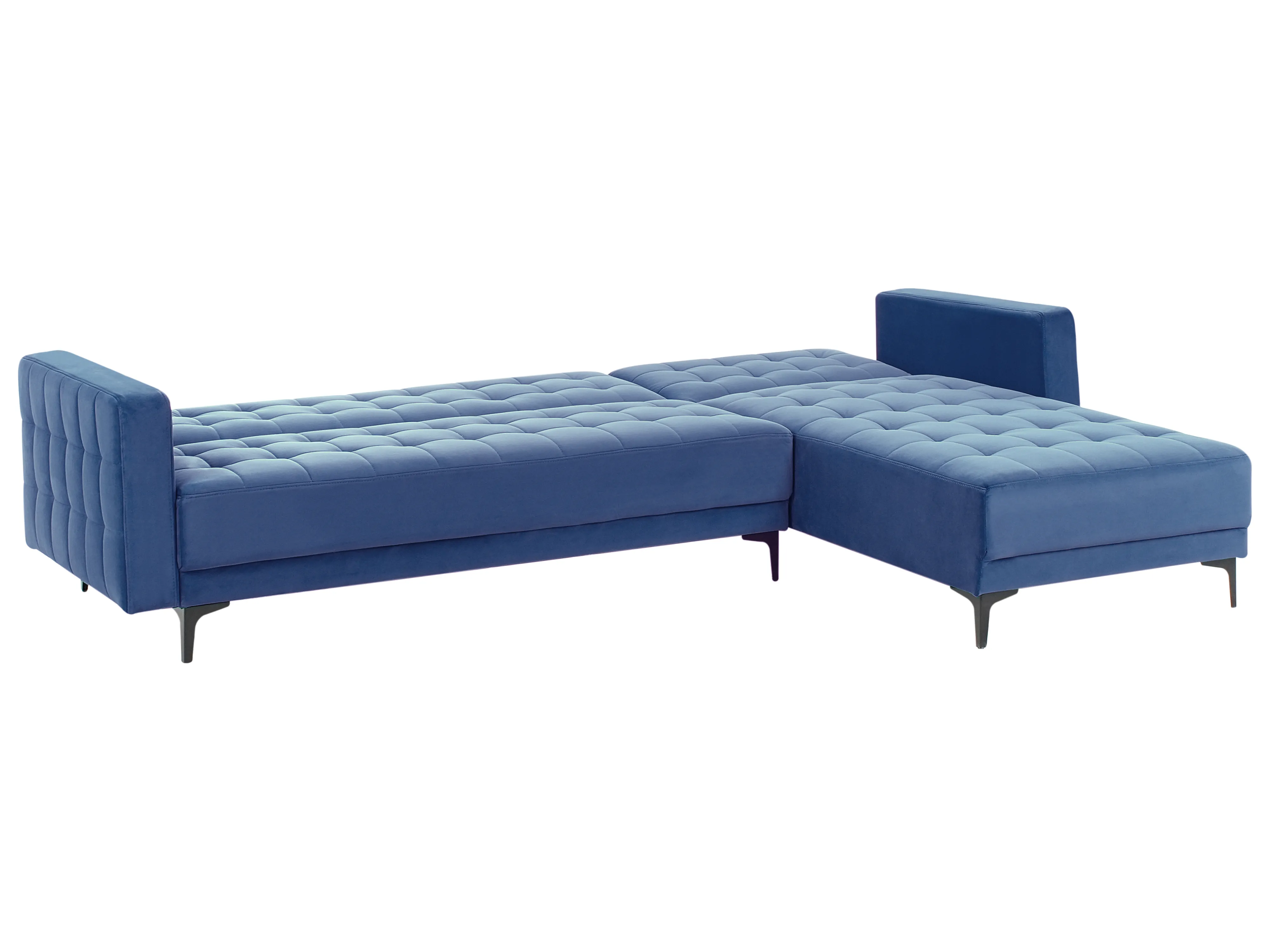 Modulaire hoekslaapbank 4-zits ABERDEEN Fluweel Blauw linkszijdig