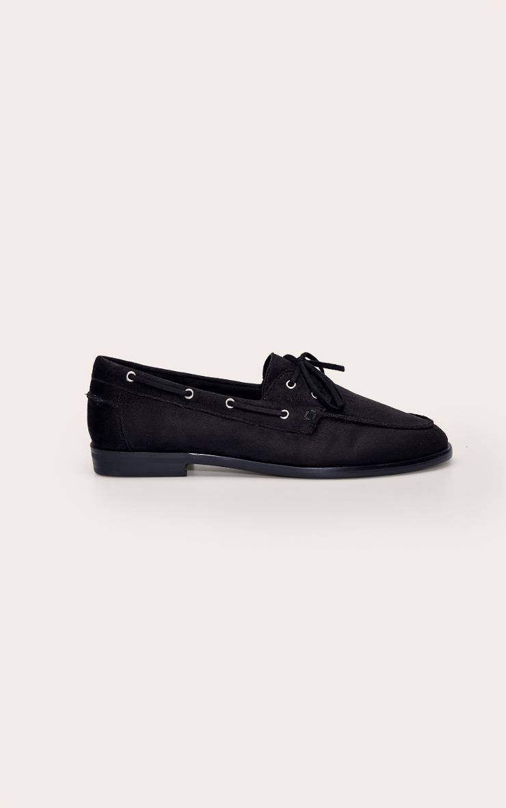 Noir Mocassin Bateau À Détail Pompon En Synthétique