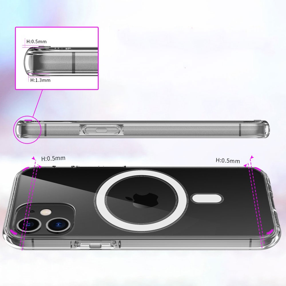 iPhone 12 Mini MagSafe Hybrid Hülle TPU Bumper Acryl Rückseite - Transparent