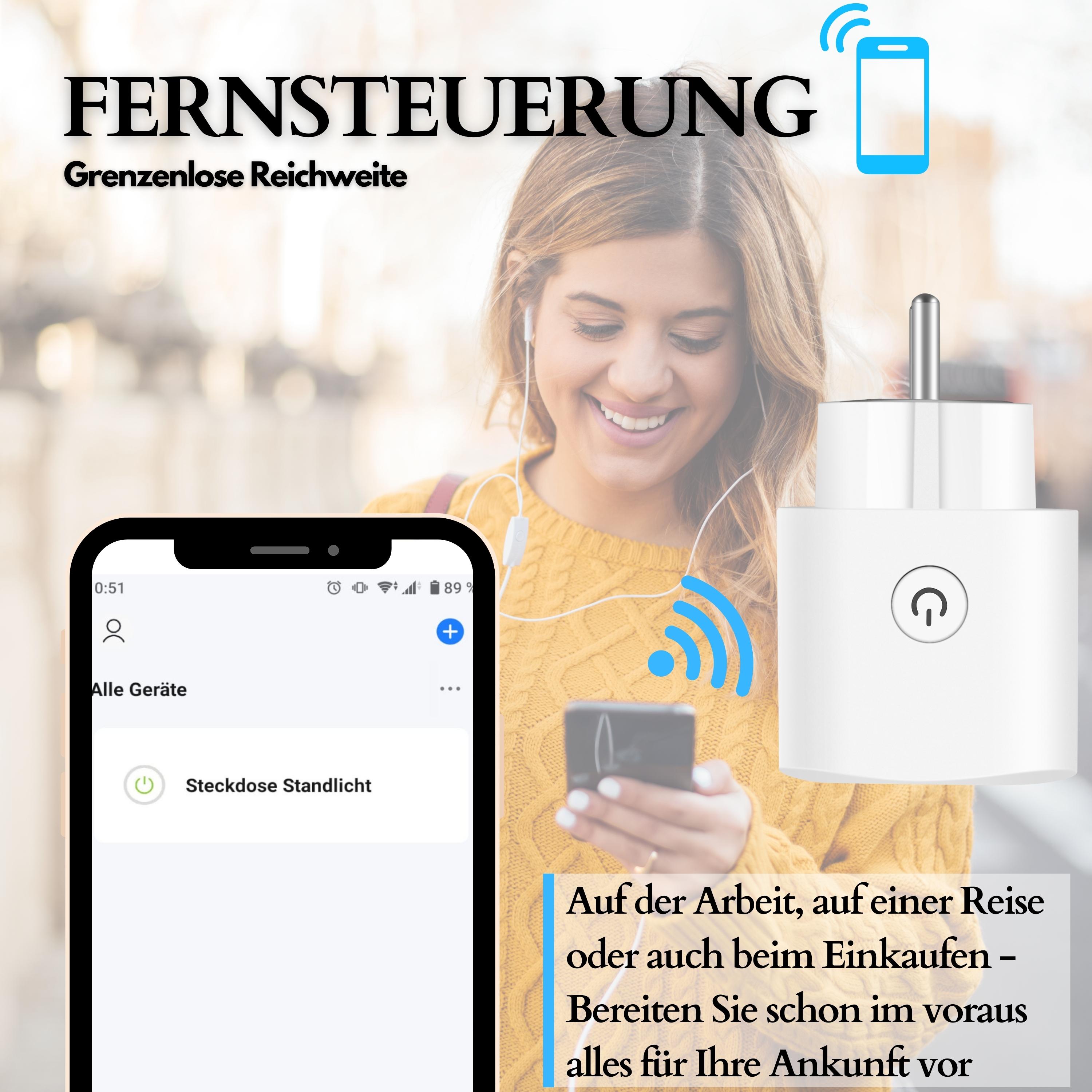 Echos Smart WLAN Steckdose 3er Pack 16A m. Energie Monitor