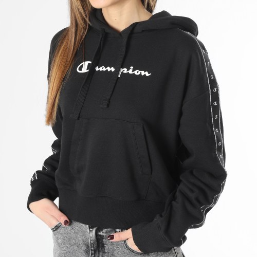 Sweat Capuche A Bandes Femme 116136 Noir