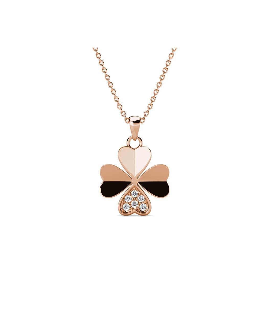 Pendentifs Clover Petal - Or Rosé et Cristal