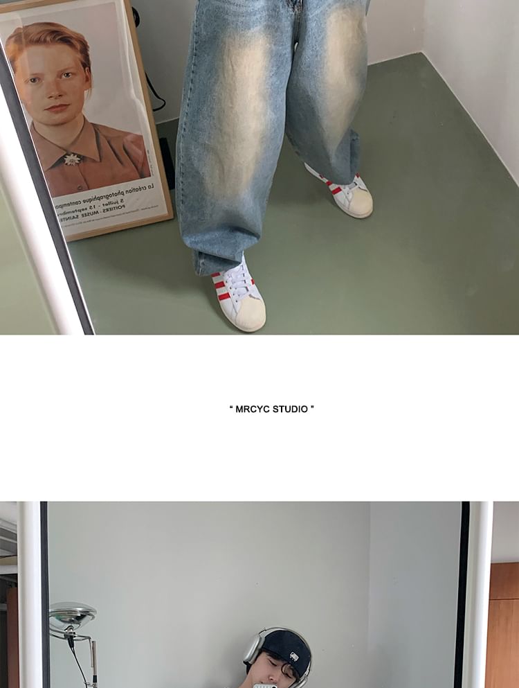 MRCYC - Mid Rise Washed Wide Leg Jeans