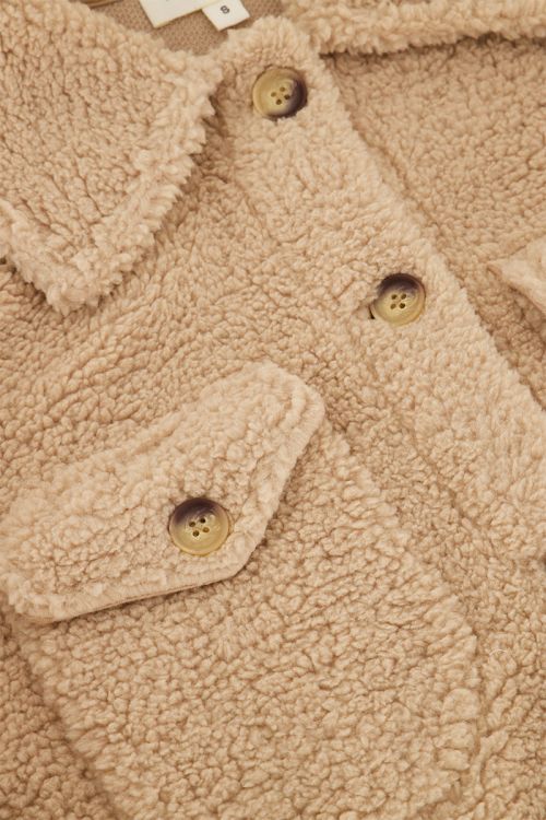 Beige teddy jasje met zakken