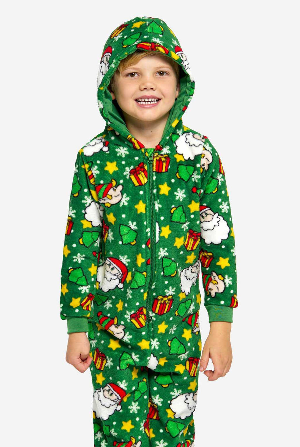 Suitmeister onesie Santa Elves met all over print groen