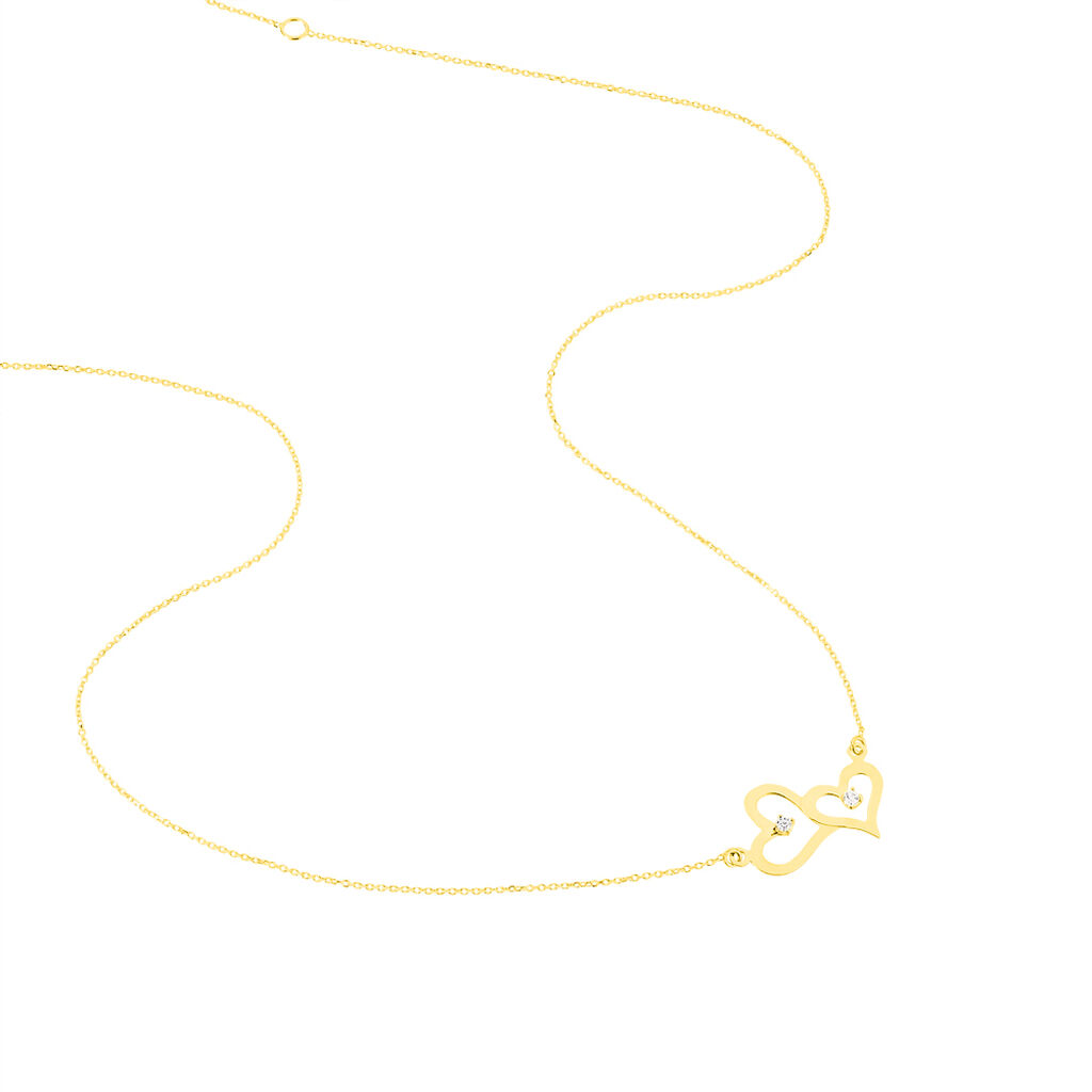 Collier Double Or Jaune Oxyde De Zirconium