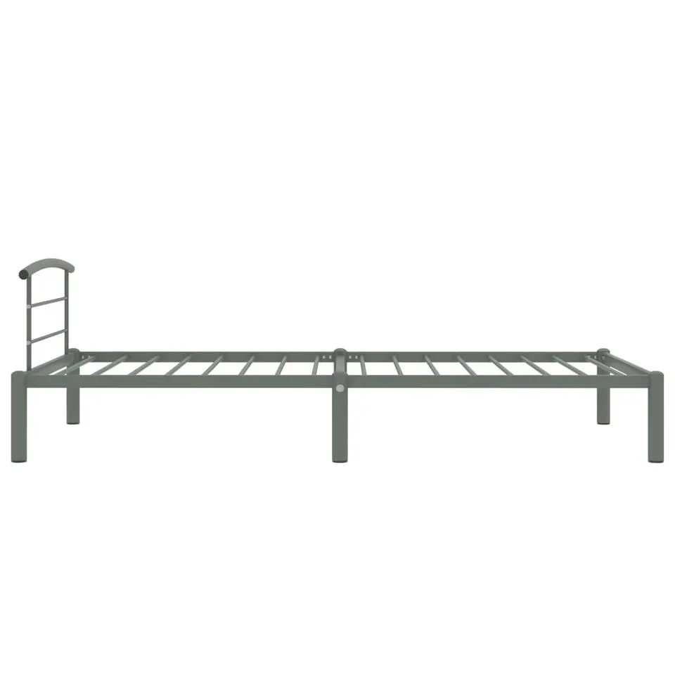 vidaXL - Bed frame met hoofdeinde - Grijs - Metaal - 90x200 cm