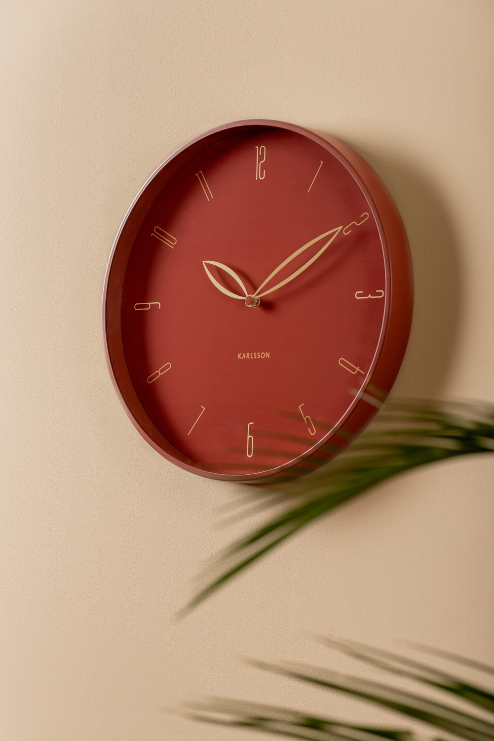 Wall clock Petals red ochre