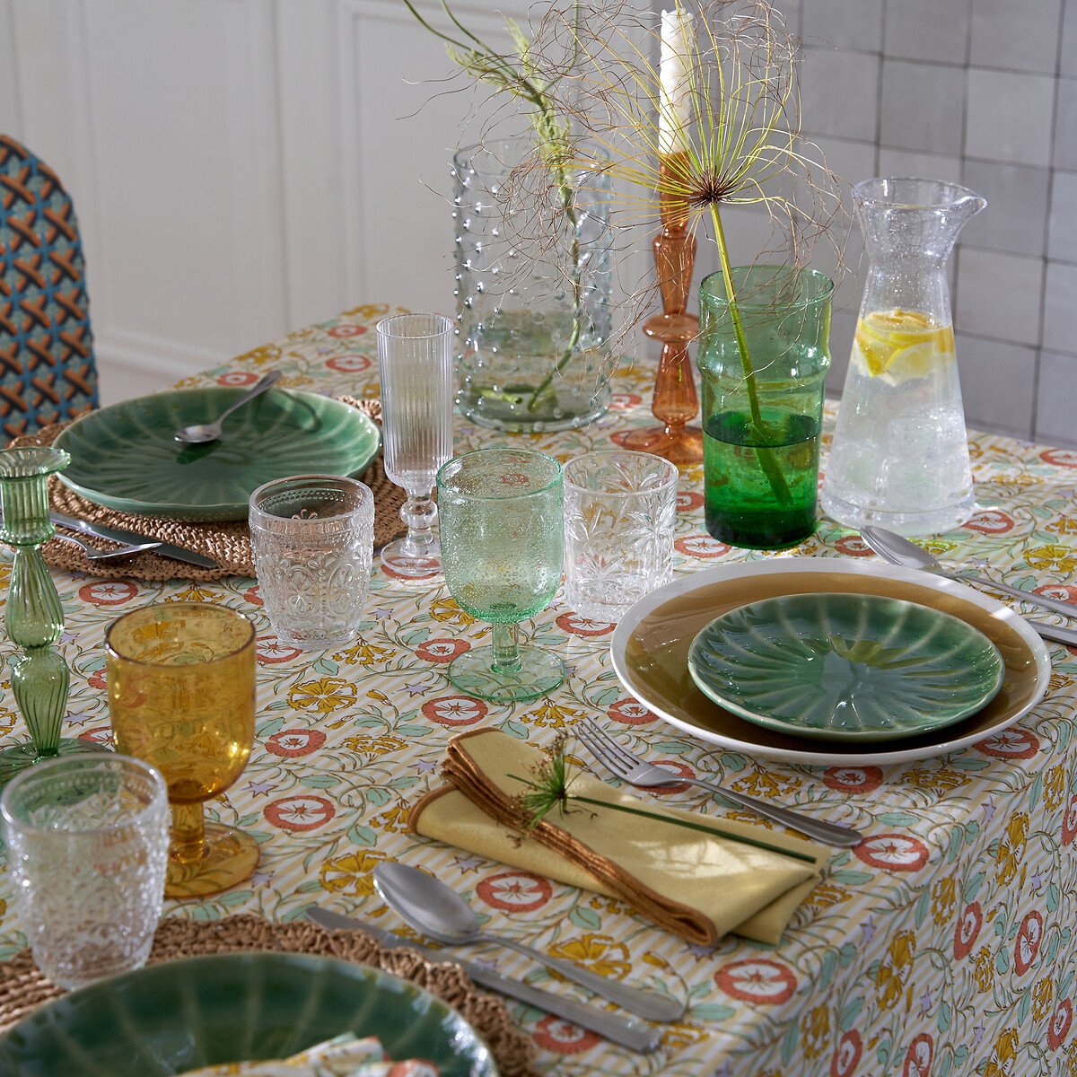 LA REDOUTE INTERIEURS<br>Toalha de mesa estampada em algodão lavado, Cyrille