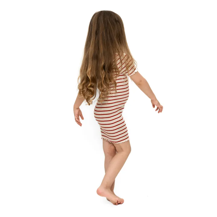 Minimalisma Robe Rayée en Soie Bird | Rouge