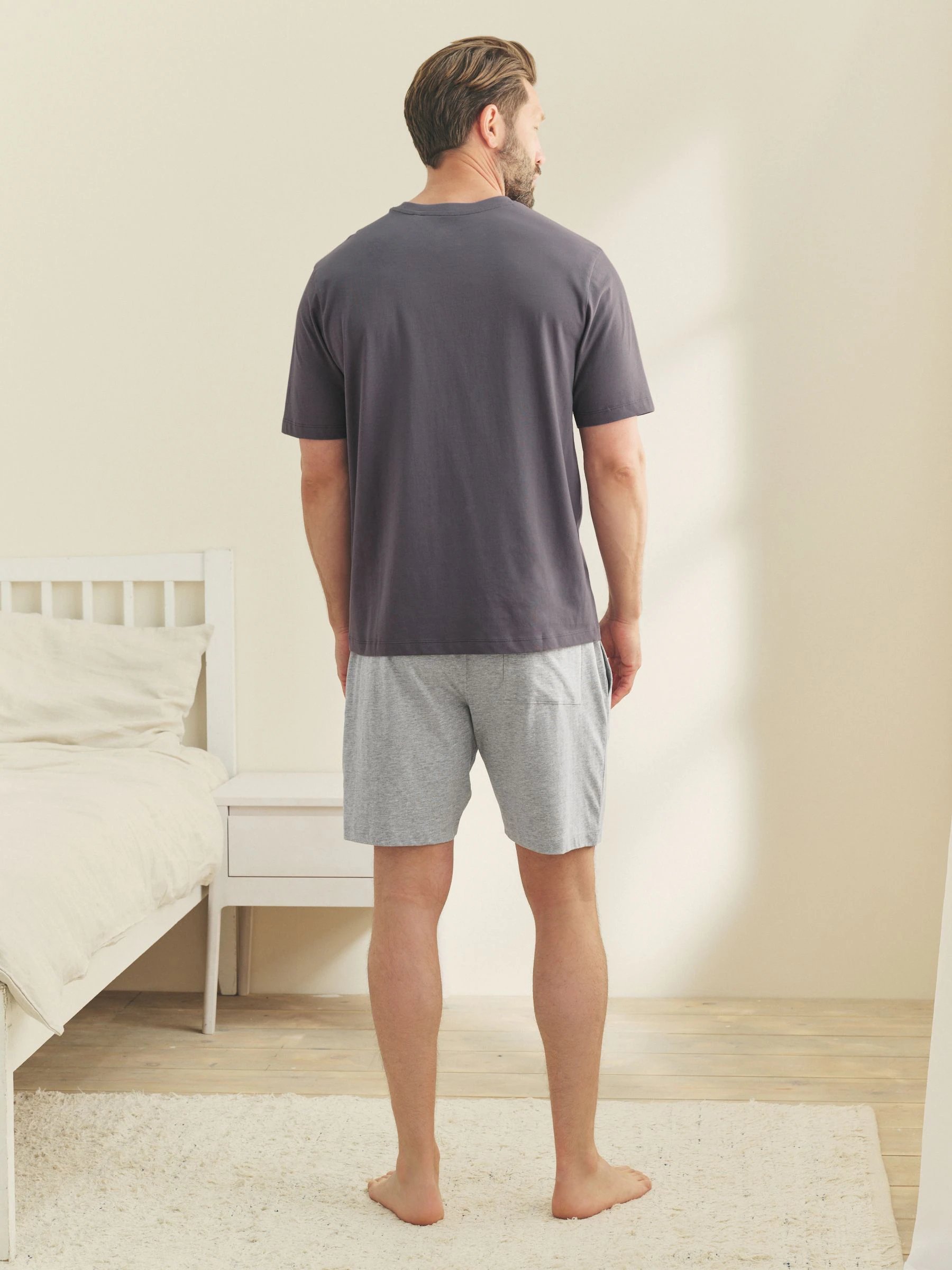 Lila/grijs gemêleerd - Jersey pyjama met korte mouwen