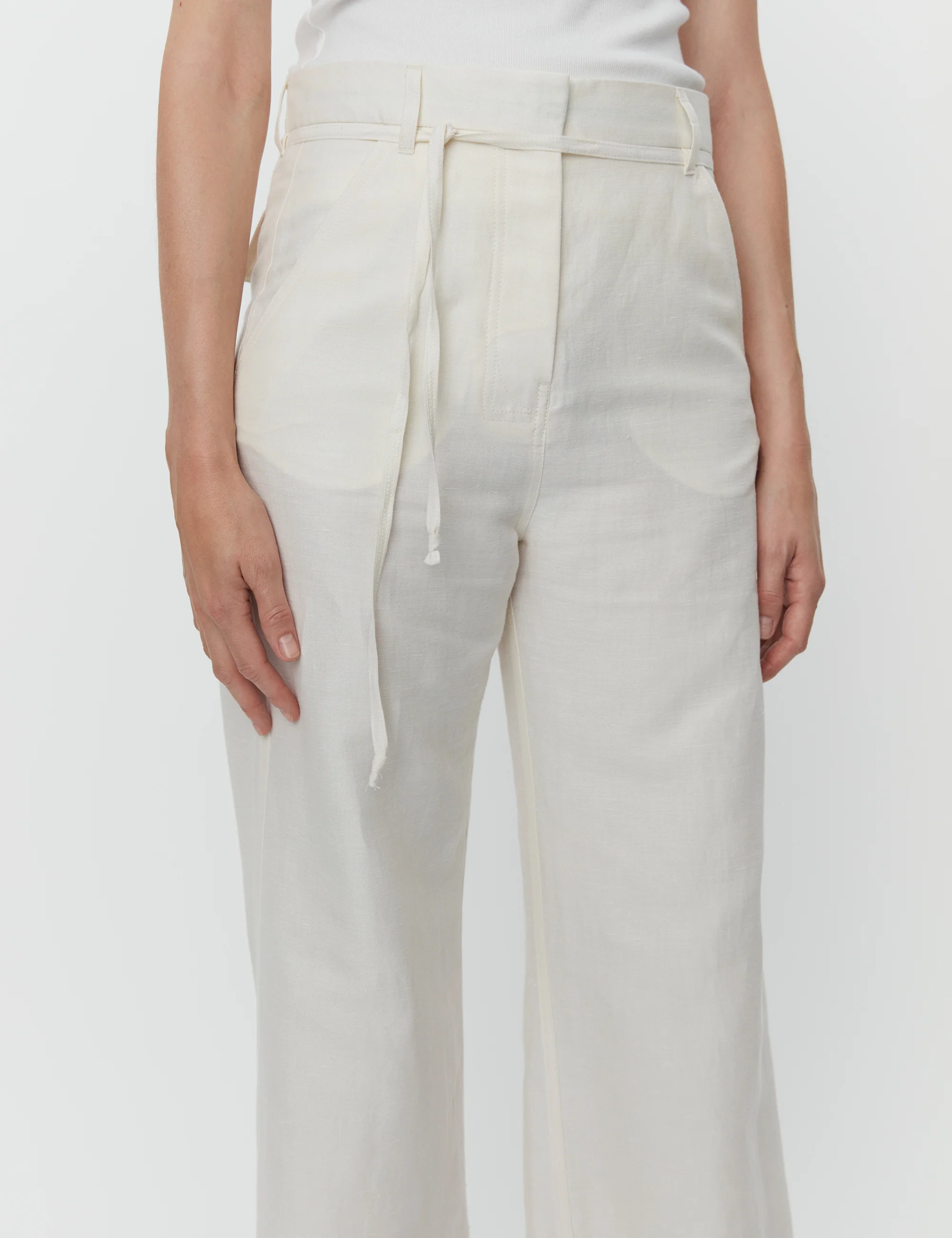 DAY Birger et Mikkelsen  Terri Solid Linen bukser - Cloud Cream