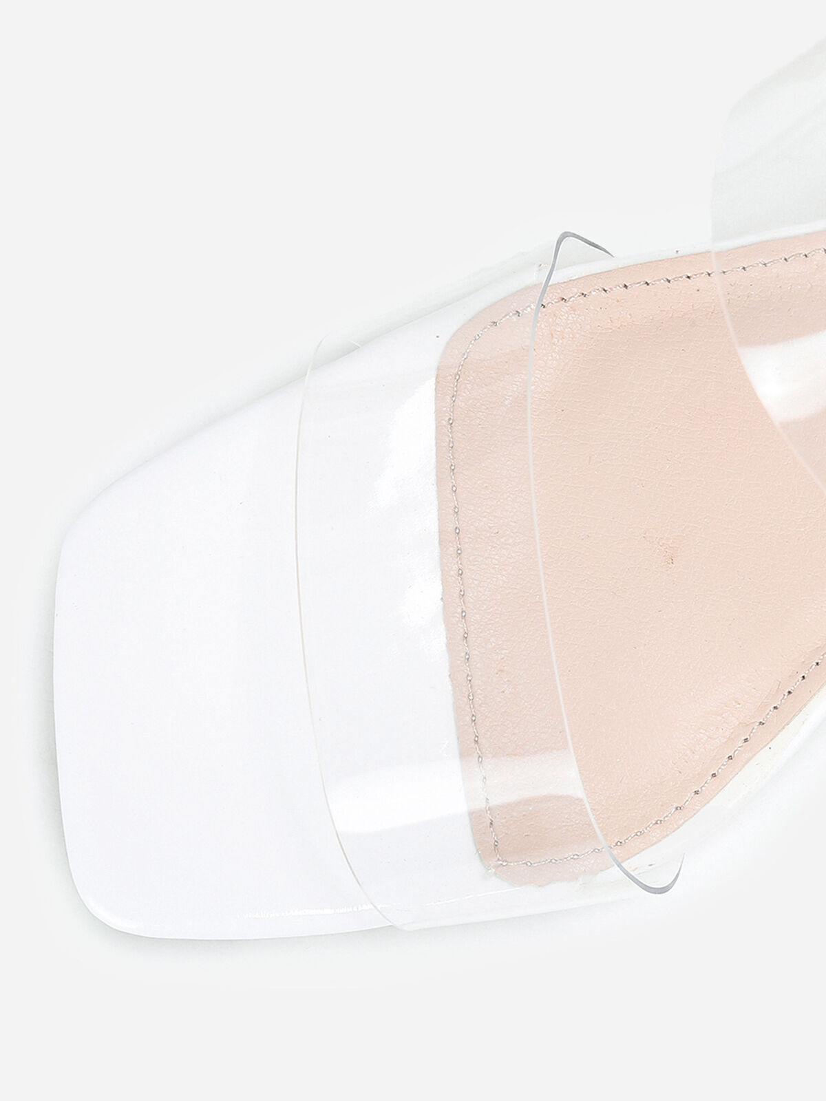 Mules blanches à brides et talon transparents Blanc- Blanc